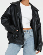 Oversized Losse Leren Jasje Dames Zomerse Lichtgewicht