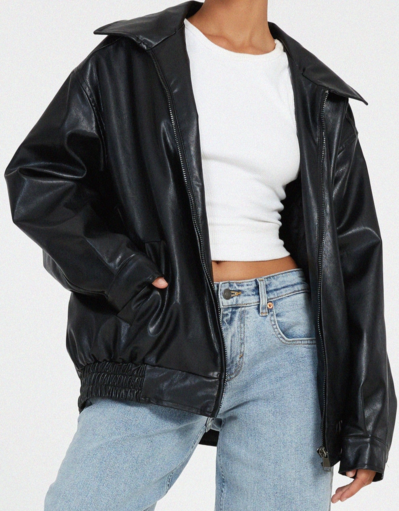 Oversized Losse Leren Jasje Dames Zomerse Lichtgewicht