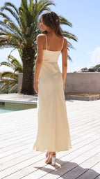 Dames Slip Dress - Zijdeachtige Stof - Rechte Halslijn - Satijnlook met Zijsplit