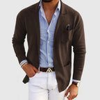Heren Blazer Ademend Materiaalmix Getailleerde Pasvorm