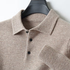 Cashmere/Merino Wol Lange Mouwen Polo Shirt