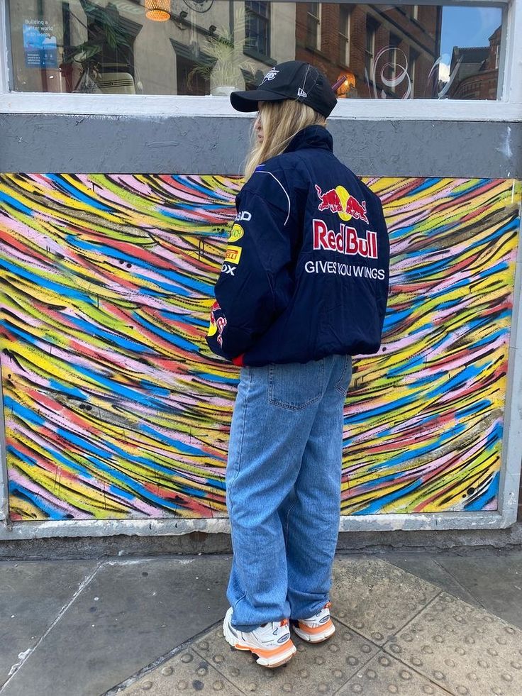 Uniseks RedBull Vintage F1 Racerjack Oversized Sportmode Jas met Streetwear Stijl voor Formule 1 Fans