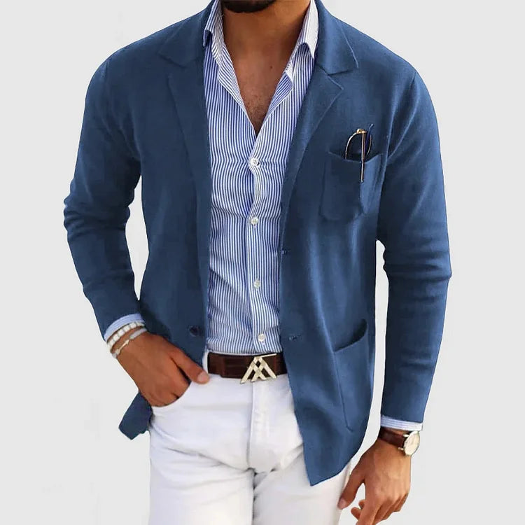 Heren Blazer Ademend Materiaalmix Getailleerde Pasvorm