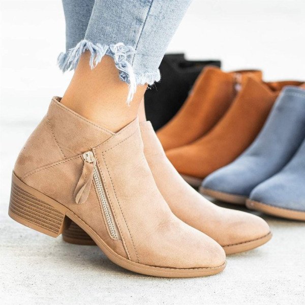 Celeste halfhoge suède laarzen met ritssluiting - Trendy veganistische suède schoenen voor stijlvol comfort