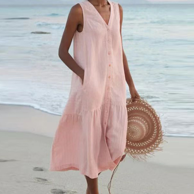 Celi Stijlvolle Zomerjurk Lichte Ademende Stoffen Vrouwelijke Getailleerde Pasvorm Trendy Design Geschikt voor Strand en Zomerfeesten
