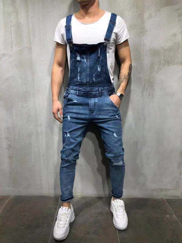 Heren Skinny Fit Stretch Denim Overalls