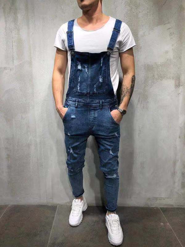 Heren Skinny Fit Stretch Denim Overalls