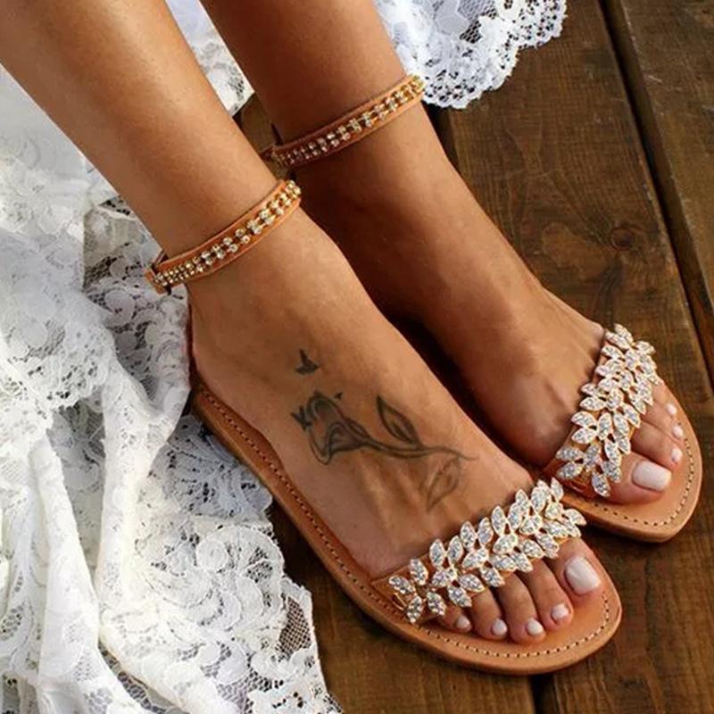 Buckle Flats Lage Hakken Sandalen