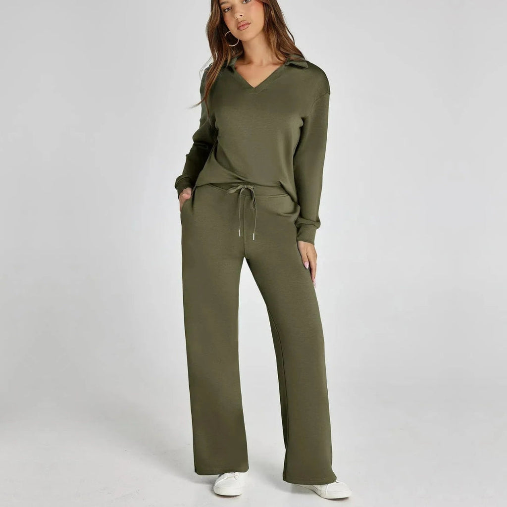Eulària - Luxe Loungewear Set met Comfy Broek en V-hals