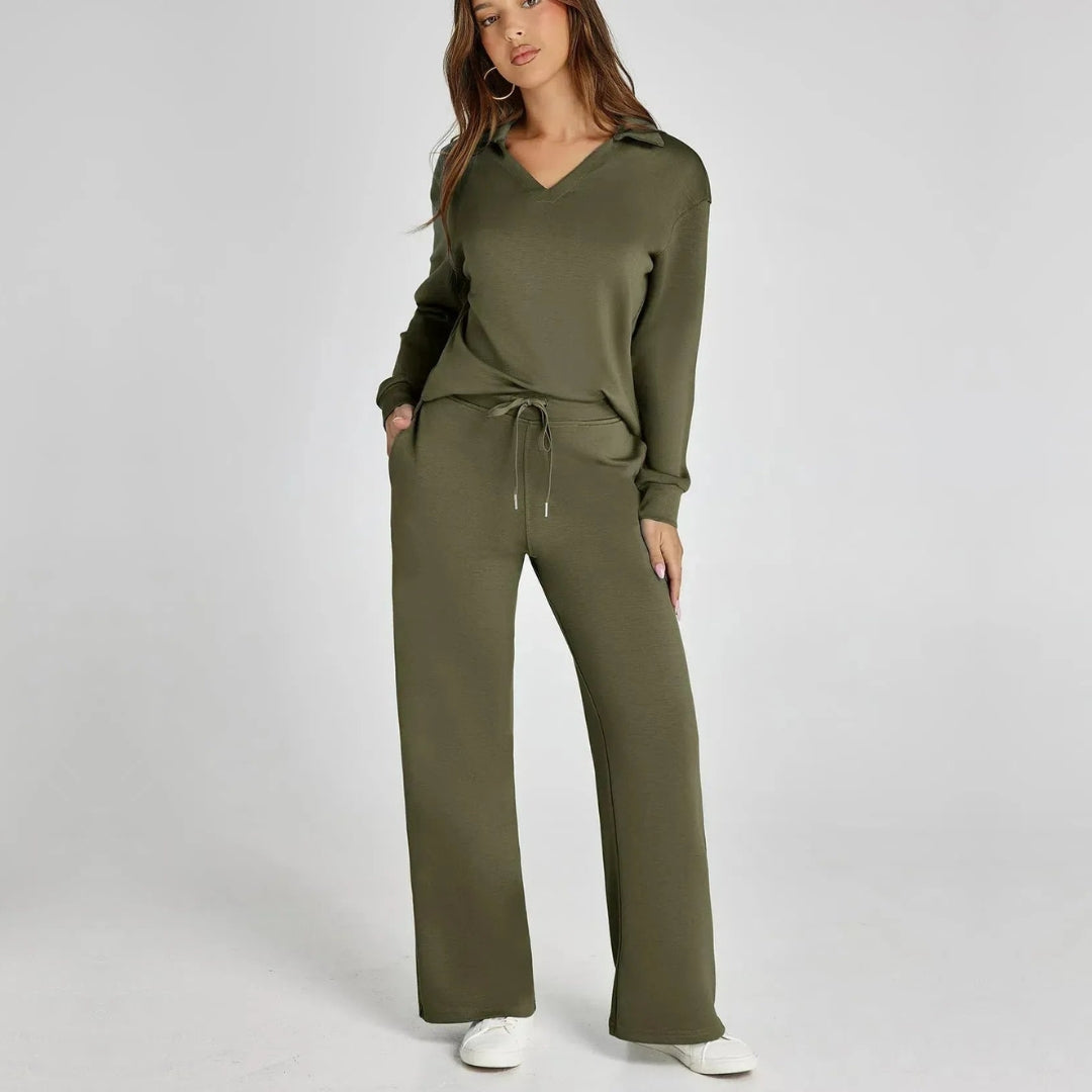 Eulària - Luxe Loungewear Set met Comfy Broek en V-hals