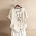 Verana – Elegante Katoenen Blouse met Korte Mouwen en Knoopdetails