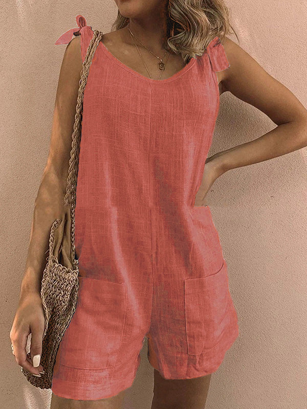 Dames Katoenen Overalls Casual Mouwloze Romper