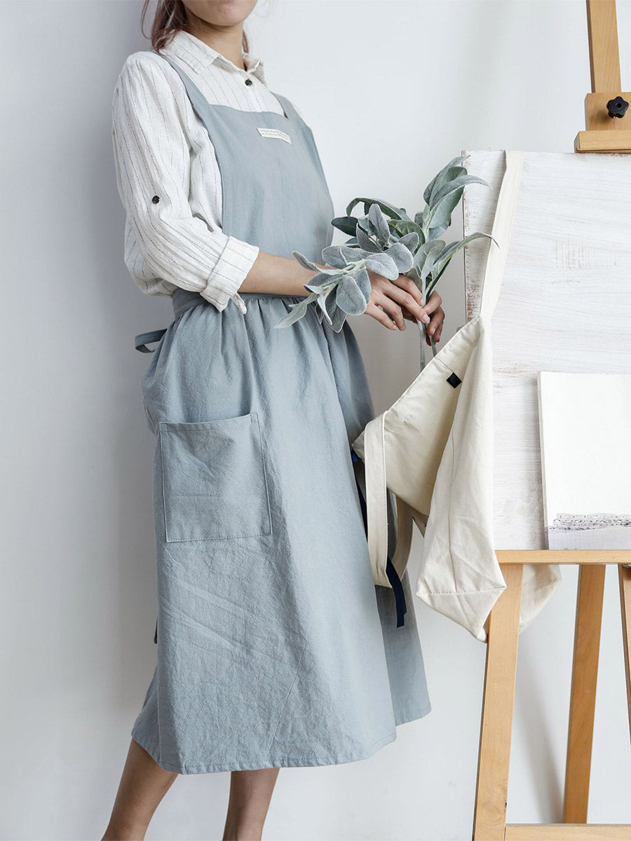 Vrouwen Geplooide Casual Katoenen Schort