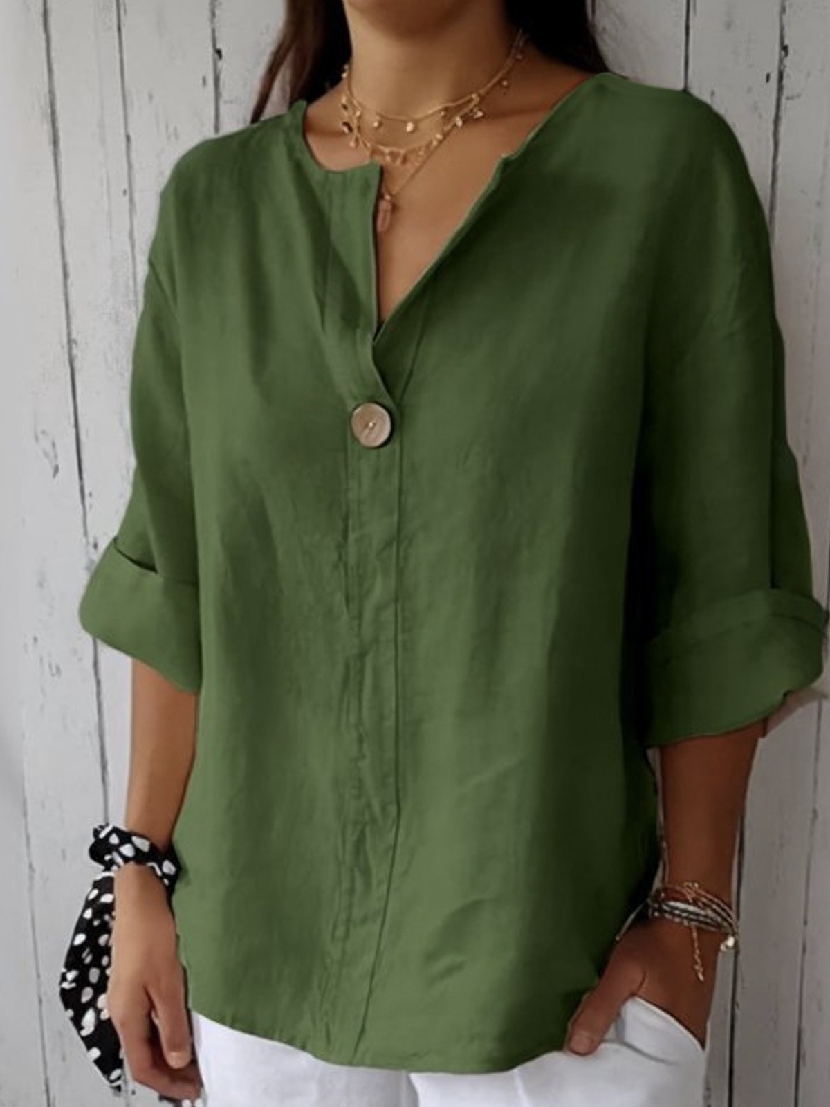 Casual V-Hals Blouse Voor Dames Met Comfortabele Pasvorm En Stijlvolle Look