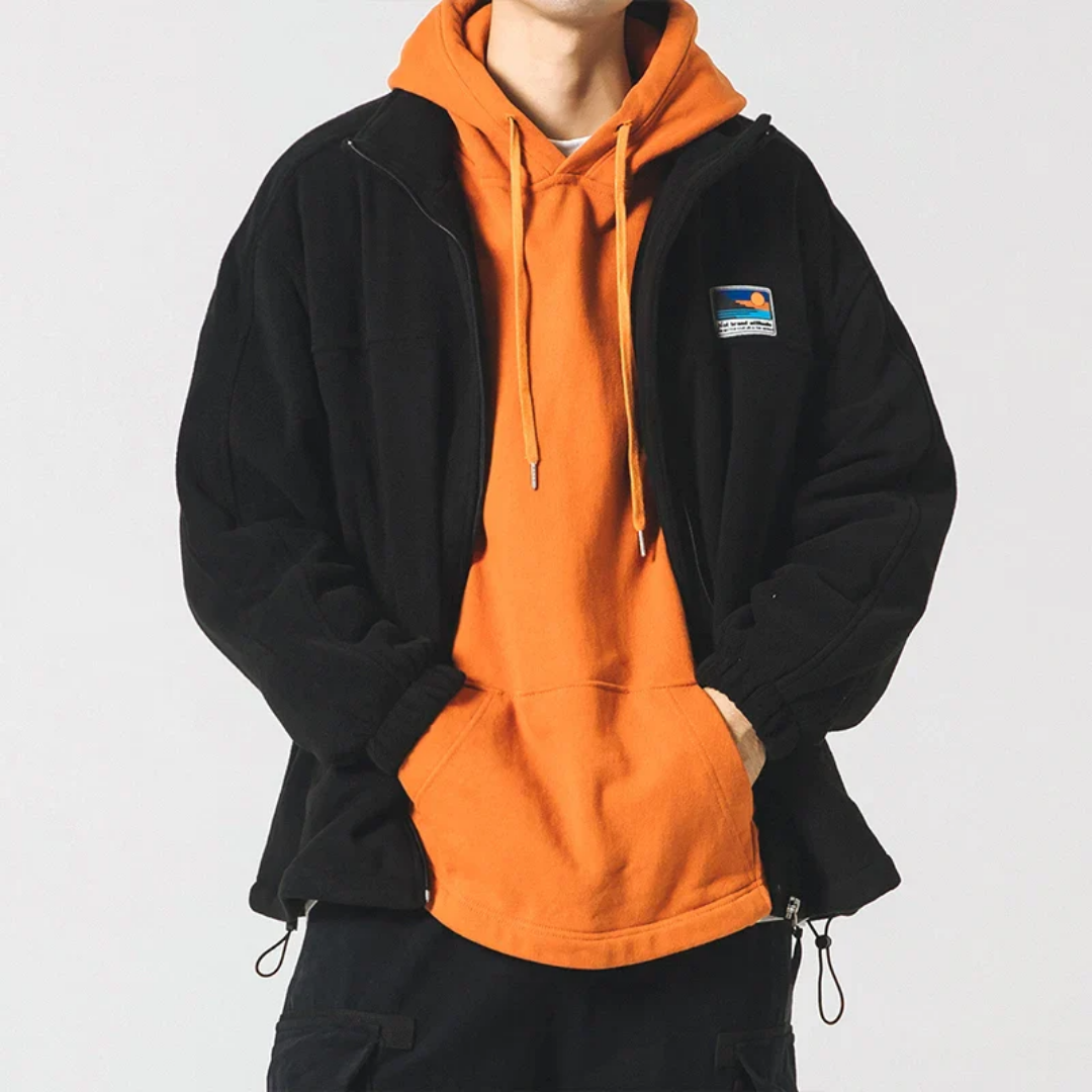 Heren Outdoor Jas – Zip Down Mock Neck en Warme Stijl