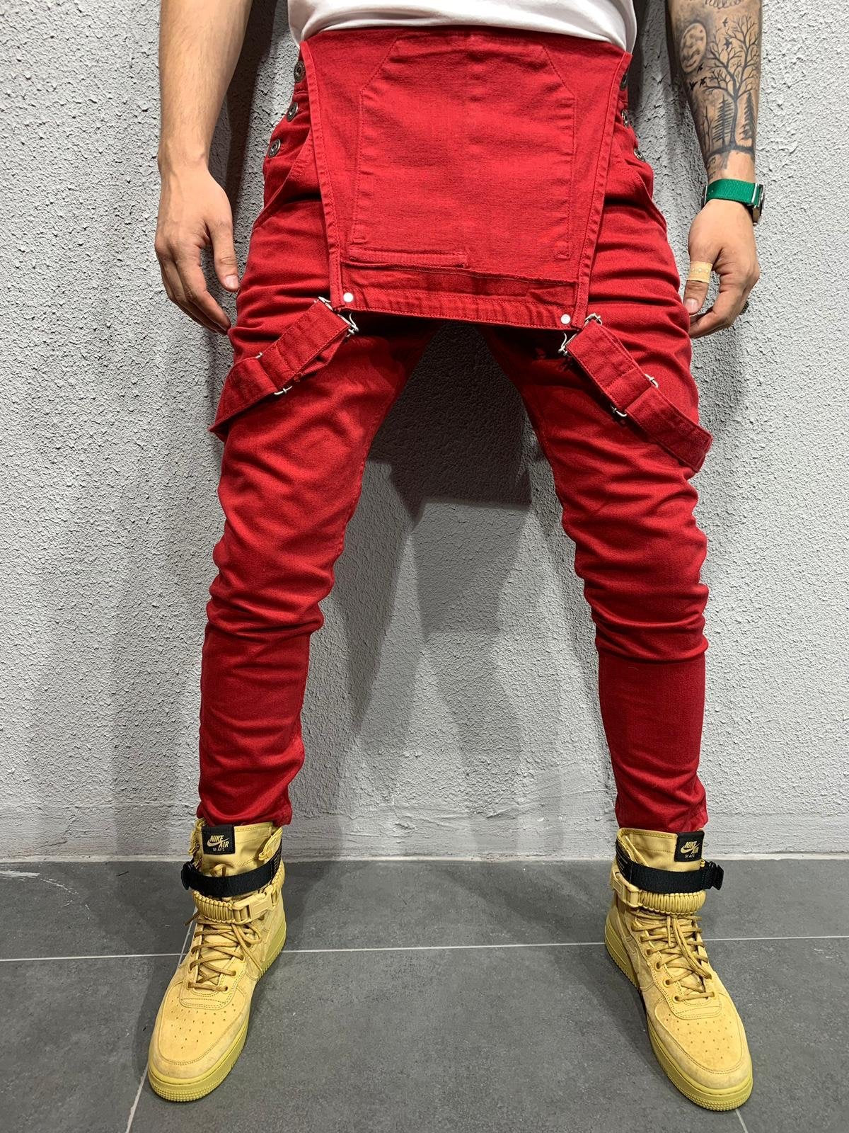 Heren Skinny Fit Flap Pocket Denim Overalls