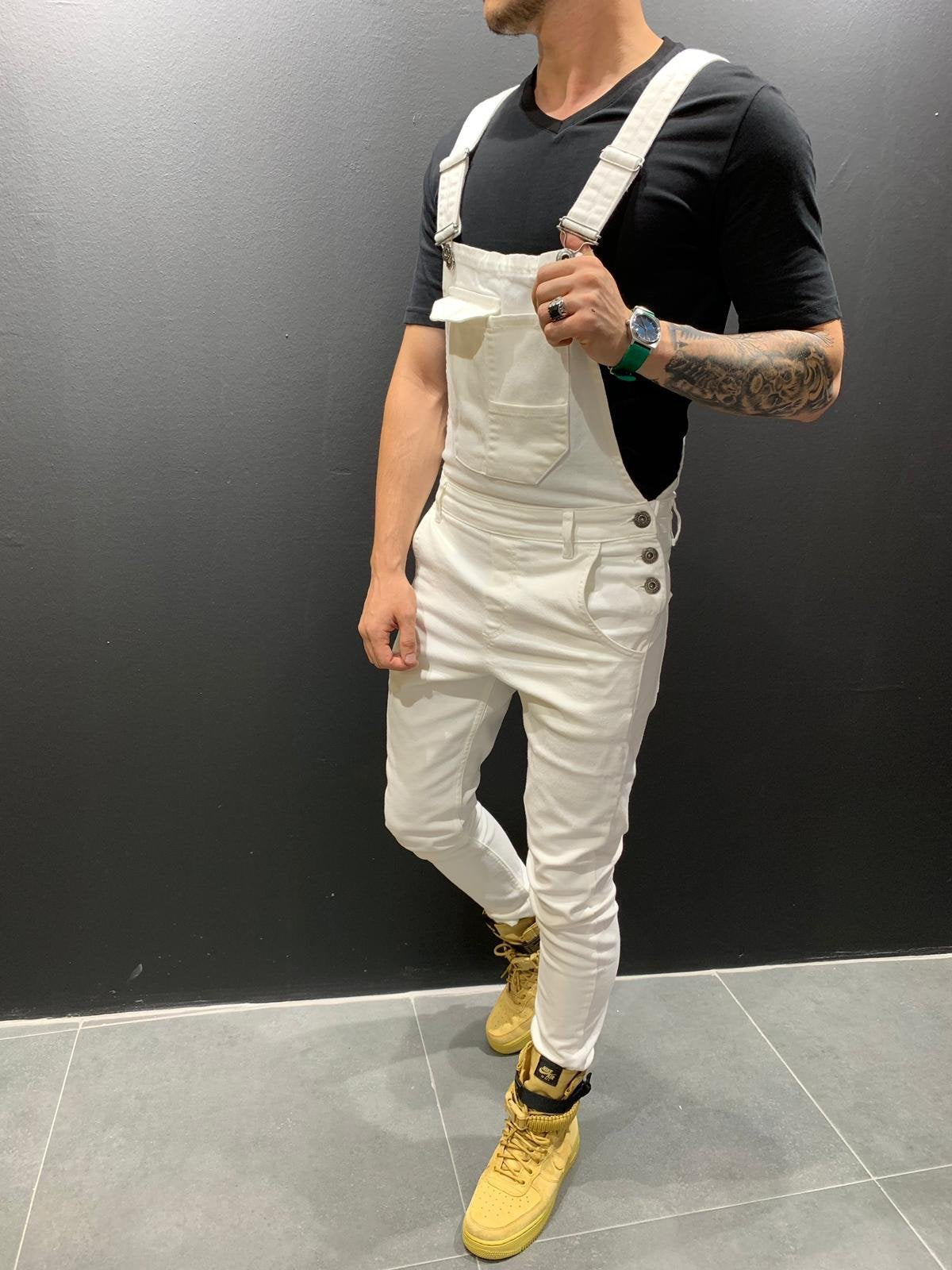 Heren Skinny Fit Flap Pocket Denim Overalls