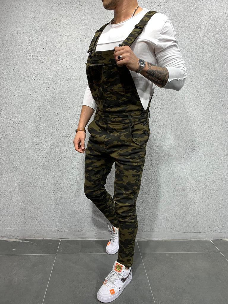Heren Skinny Fit Flap Pocket Denim Overalls