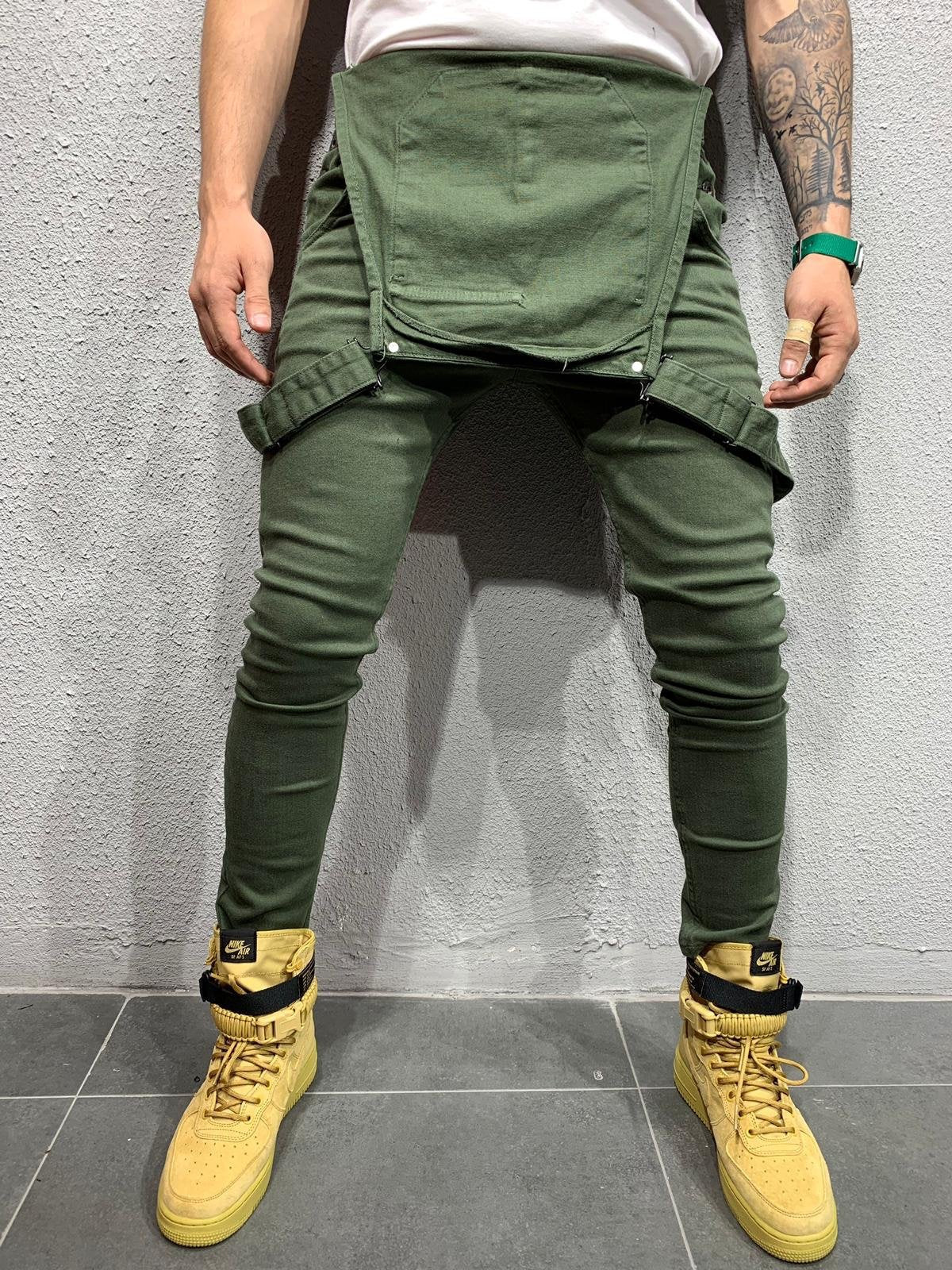 Heren Skinny Fit Flap Pocket Denim Overalls