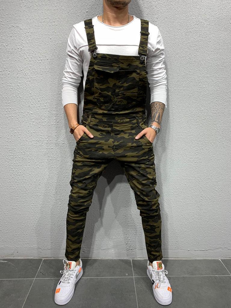 Heren Skinny Fit Flap Pocket Denim Overalls