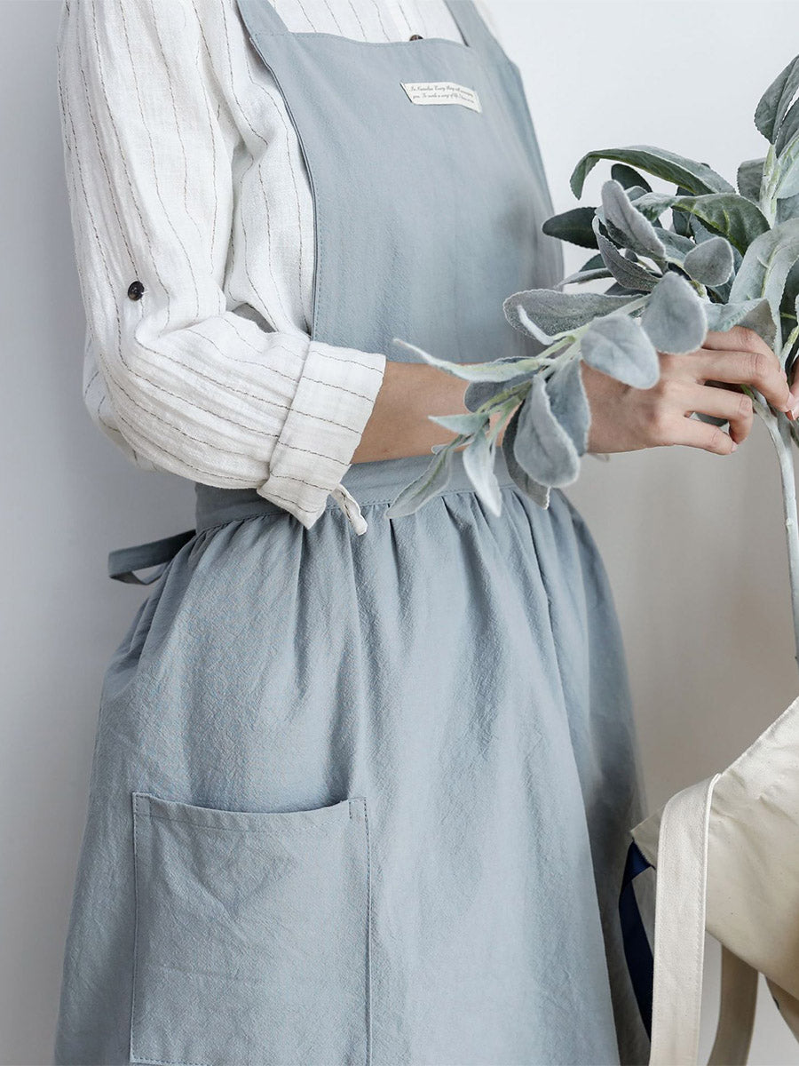 Vrouwen Geplooide Casual Katoenen Schort
