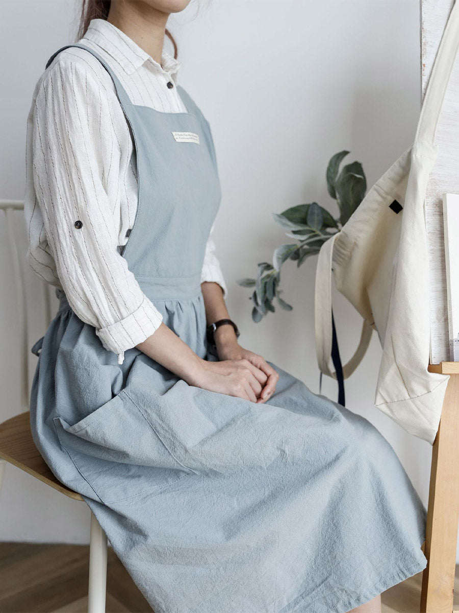 Vrouwen Geplooide Casual Katoenen Schort