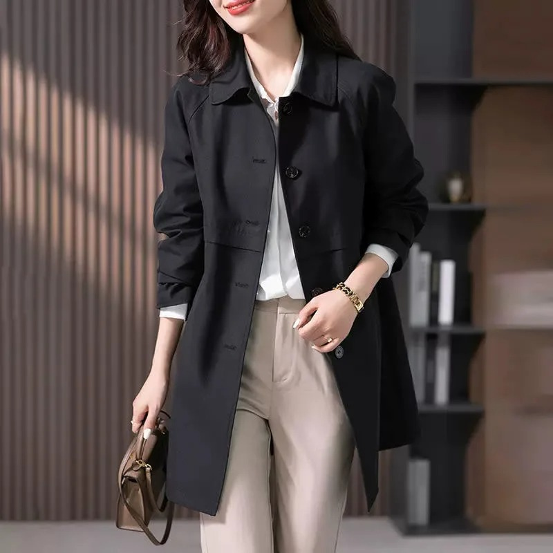 Attire - Stijlvolle Korte Trenchcoat met Één Knop voor Vrouwen