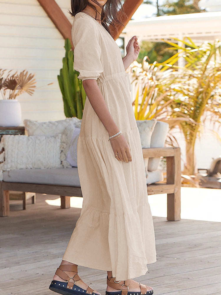 Bohemian Maxi Jurken met Touwtjes in de Taille