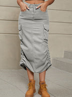 Dames Trekkoord Rok Zijkant Casual Denim Cargo Rok