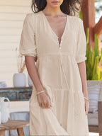 Bohemian Maxi Jurken met Touwtjes in de Taille
