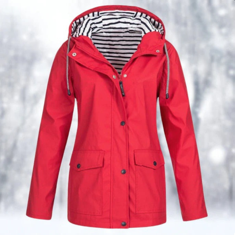 Dames Hoodie – Waterdichte Winter Regenjas met Capuchon en Warmte