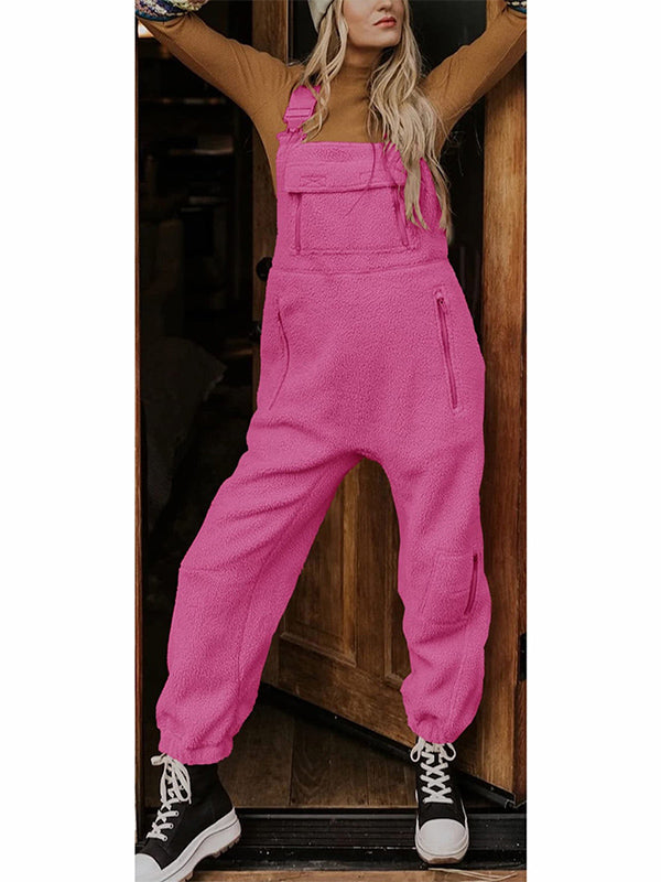 Dames Fleece Thermische Overalls Met Ritszakken
