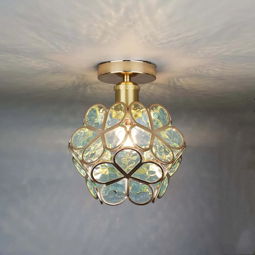 Glazen Plafondlamp Bloemenontwerp Met Warme Gloed Sfeervol