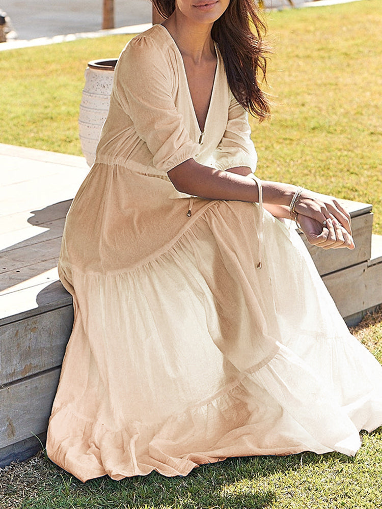 Bohemian Maxi Jurken met Touwtjes in de Taille