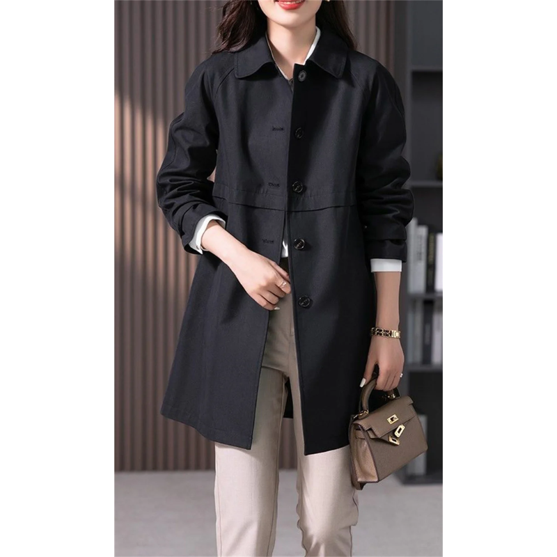 Trenchcoat Dames Getailleerde Pasvorm Middenlengte Knopen
