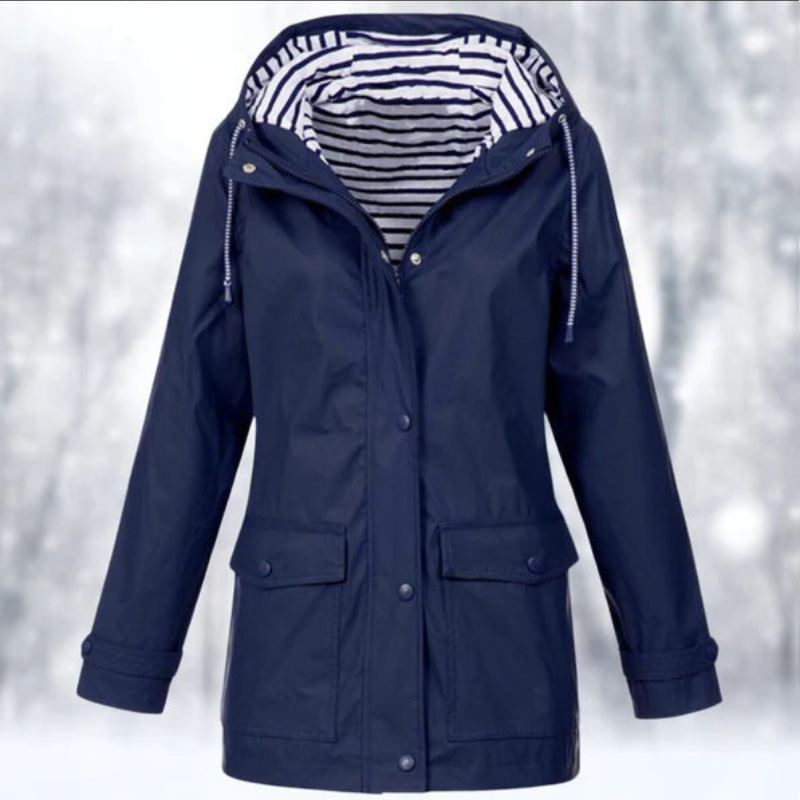 Dames Hoodie – Waterdichte Winter Regenjas met Capuchon en Warmte