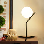 LumaSphere – Moderne LED Tafellamp met Sferische Witglazen Kap
