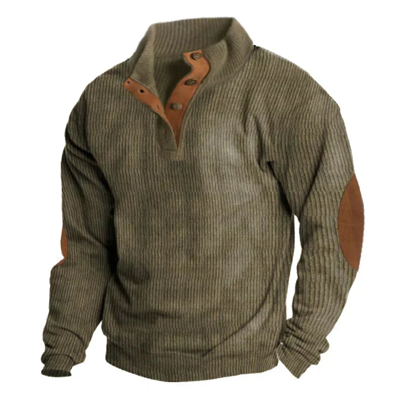 Heren Sweater Zachte Elleboog Patches Met Knoopsluiting
