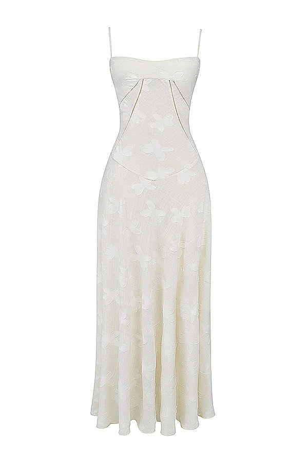 Betoverde Maxi-jurk met Corset Veters en Bloemmotieven