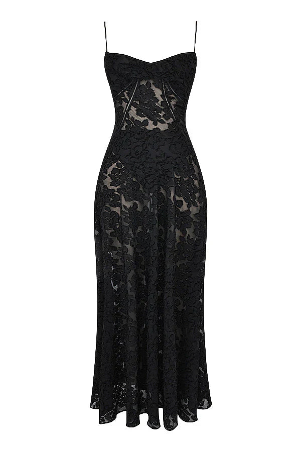 Betoverde Maxi-jurk met Corset Veters en Bloemmotieven