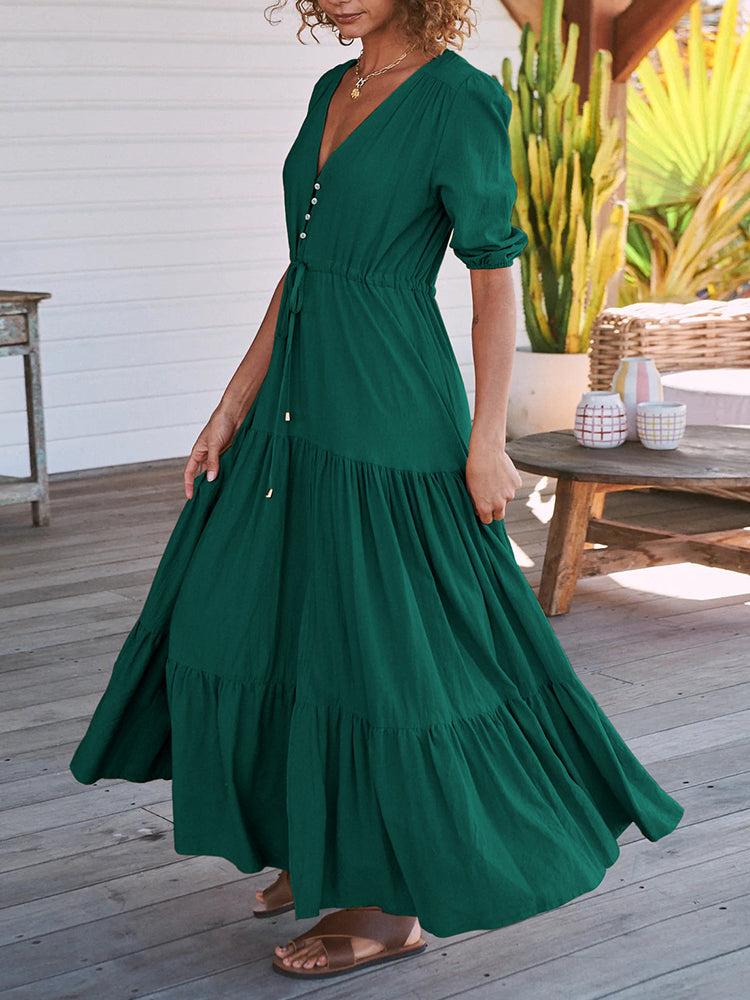 Bohemian Maxi Jurken met Touwtjes in de Taille