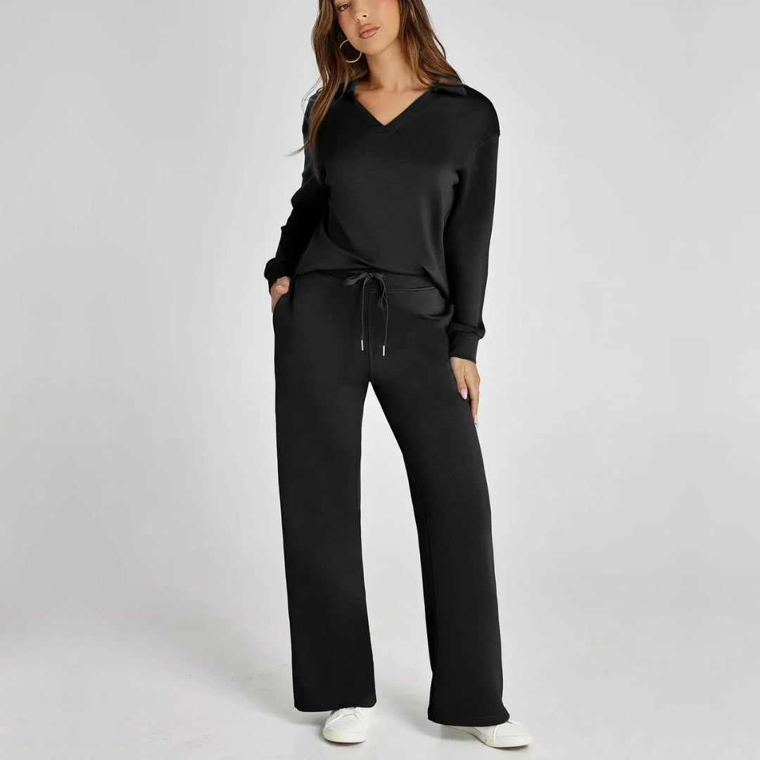 Eulària - Luxe Loungewear Set met Comfy Broek en V-hals