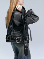 Distressed Rebel Buckle Hobo Tas