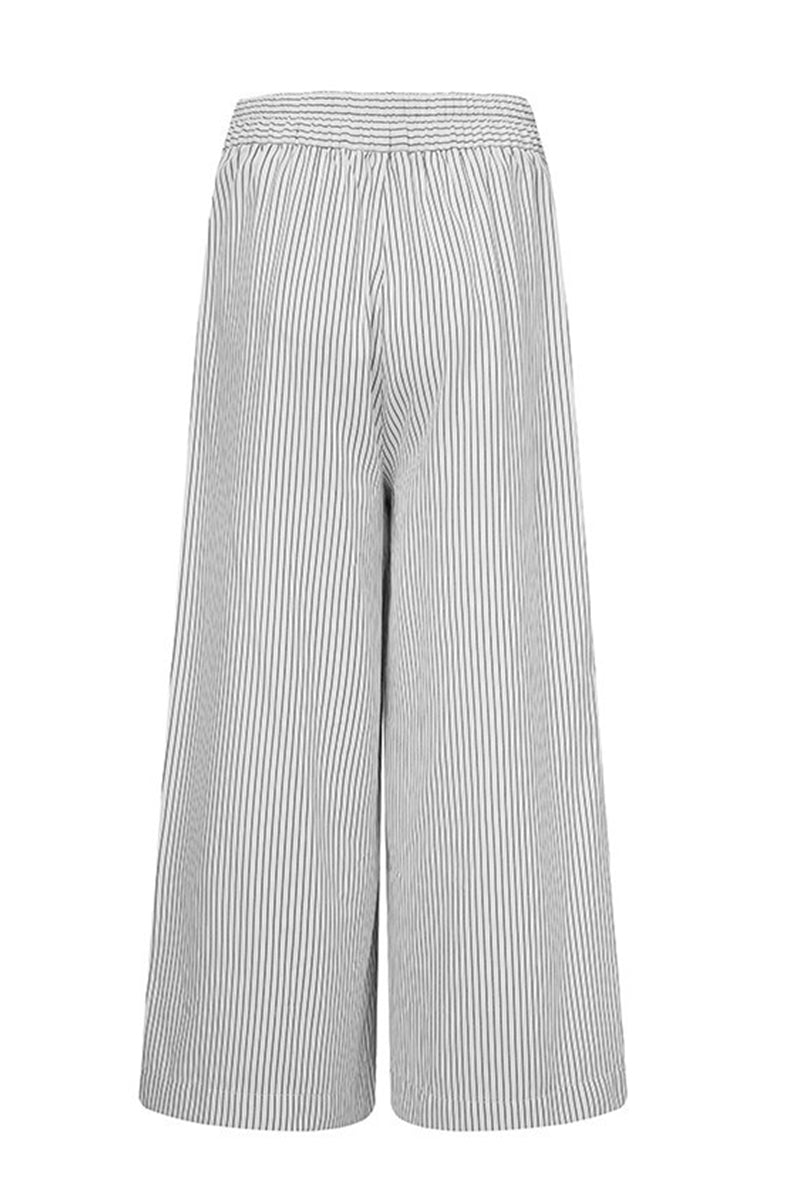 Dames Hoge Taille Culottes met Wijde Pijpen en Gestreept Patroon in Verkorte Lengte met Knopen Detail voor Een Stijlvolle Look