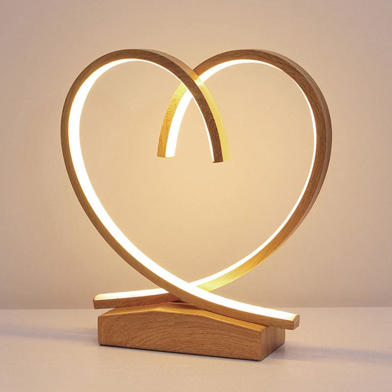 TimberLove – Houten LED Nachtkastje met Hart Accenten