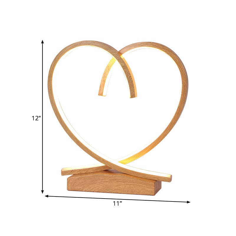 TimberLove – Houten LED Nachtkastje met Hart Accenten