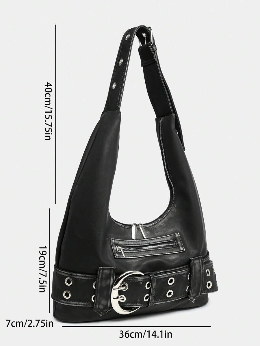 Distressed Rebel Buckle Hobo Tas