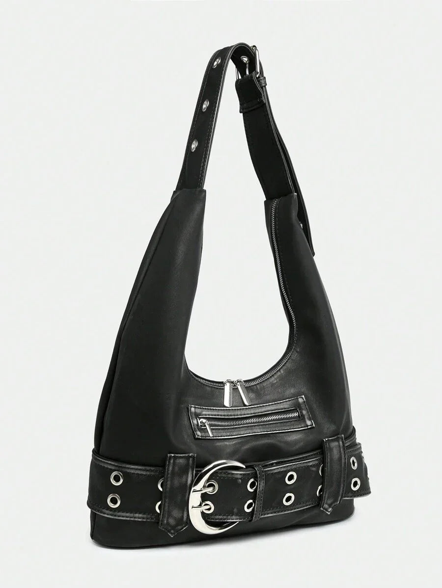 Distressed Rebel Buckle Hobo Tas