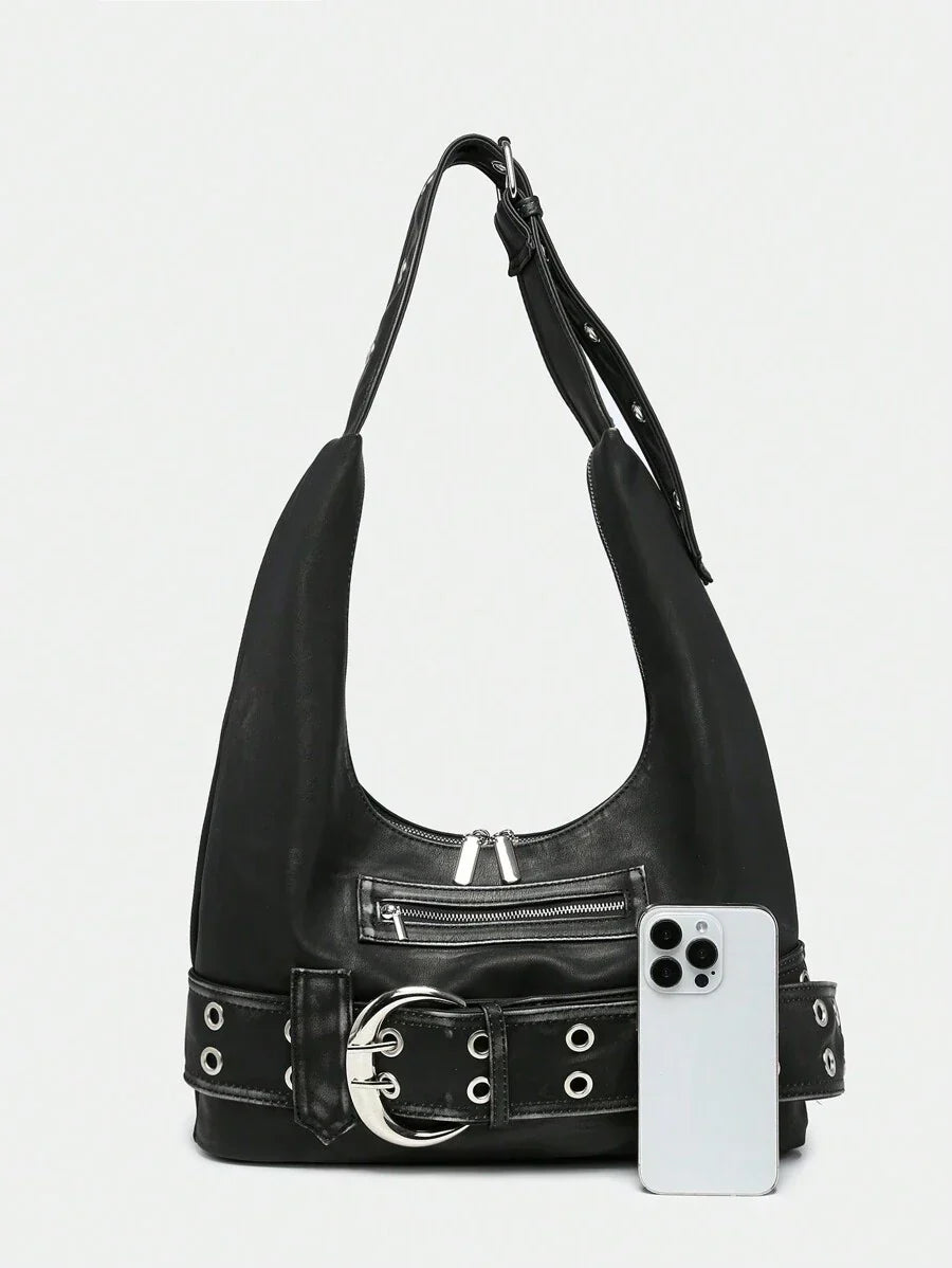 Distressed Rebel Buckle Hobo Tas