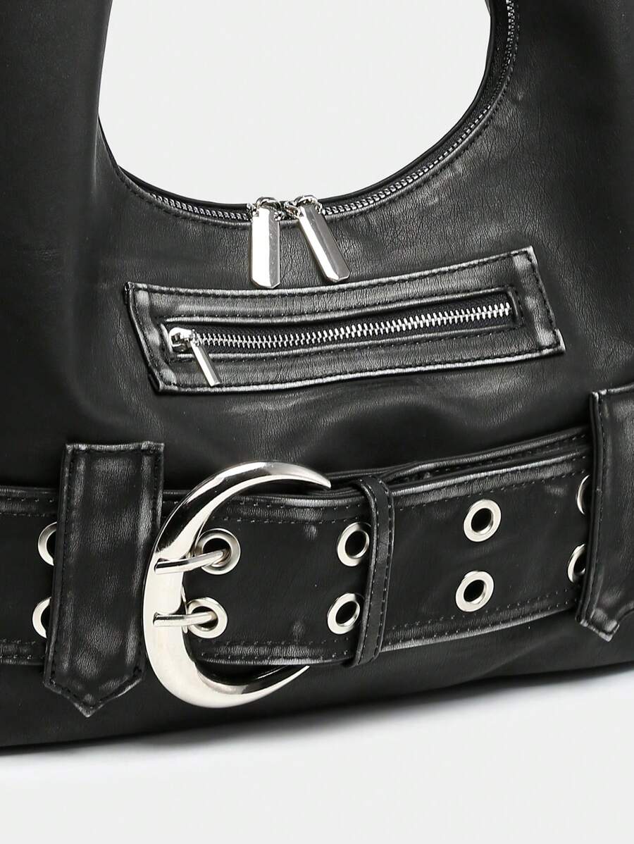 Distressed Rebel Buckle Hobo Tas